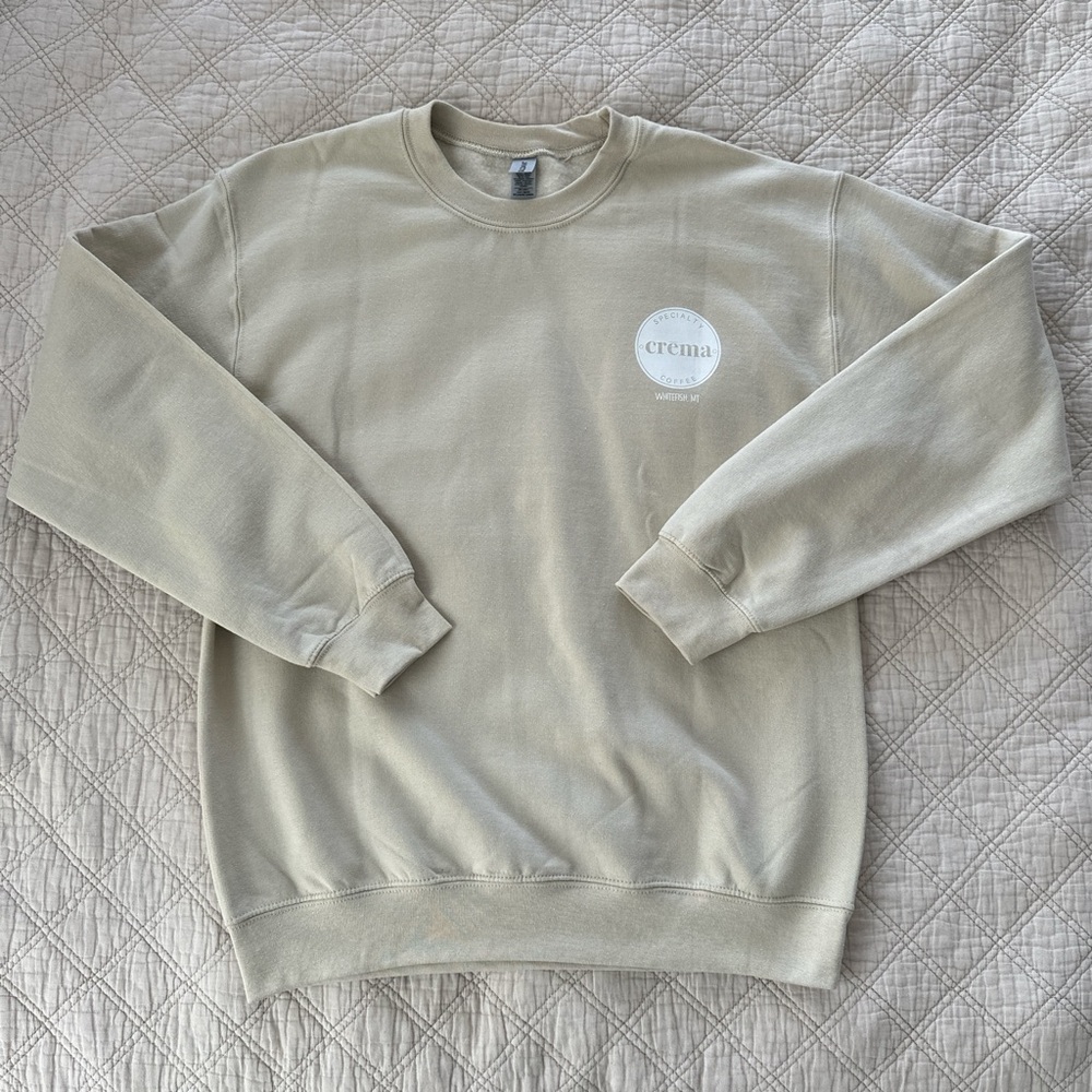 Crema coffee company whitefish, Montana sweater in cream/off-white